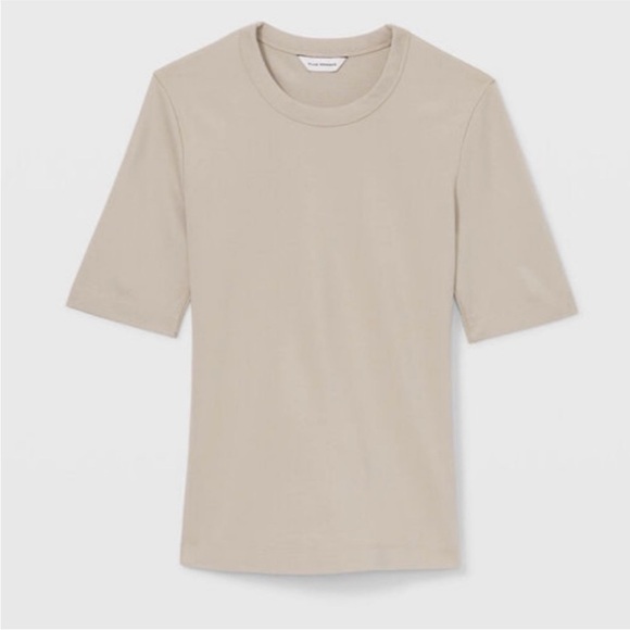 Club Monaco Perfect Tee large light pink beige stretch work casual comfy neutral - Picture 1 of 12